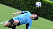 Disney Presidents Day Soccer Event A soccer player nearly kneels to head a ball