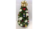 The Disney Cruise Line Christmas Tree Including an Assortment of White Mums, Red Berries, Miniature Carnations and Hanging Ornaments