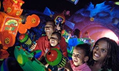 Family at Buzz Lightyear Astro Blasters