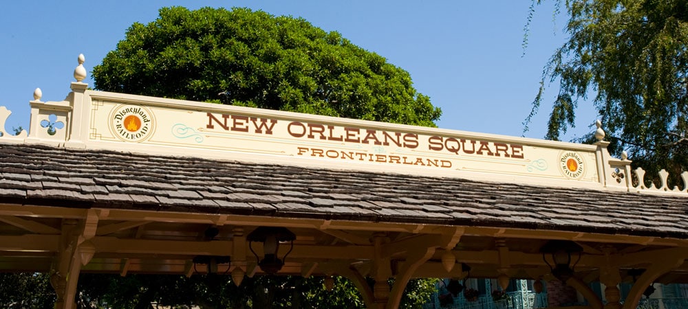 New Orleans Square and Frontierland Railroad Sign