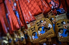 Goofy's Race and a Half Challenge medals during Walt Disney World Marathon Weekend.