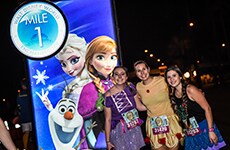 Runners reach mile 1 of Disney Princess Enchanted 10K at Walt Disney World Resort.