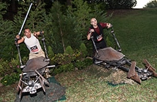 3. Runners pose on Star Wars speeder bikes at the Star Wars 10K during Star Wars Half Marathon – The Dark Side race weekend.