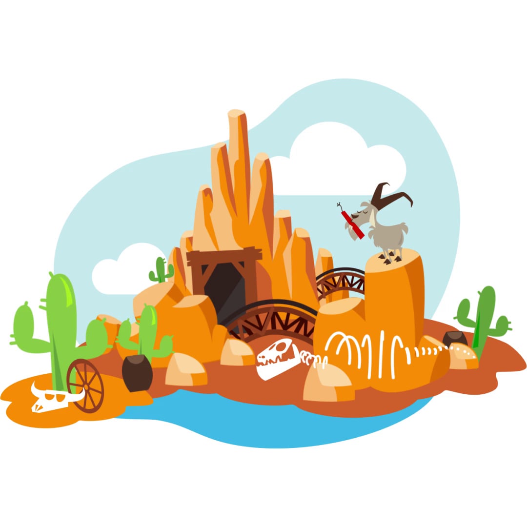 An illustration depicting the Big Thunder Mountain attraction