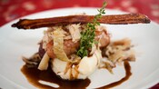 English bangers with cabbage, mashed potatoes and gravy