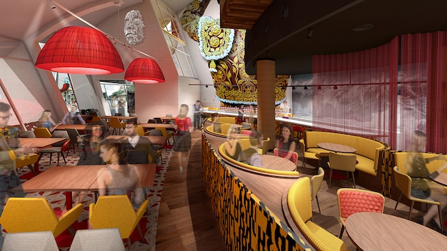 Jaleo By José Andrés At Disney Springs Coming Soon Walt A Restaurant And Superimposed Images Of Patrons Standing Sitting In Chairs Booths Disney Springs