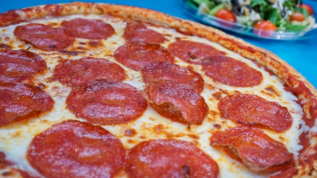 Pizza topped with pepperoni