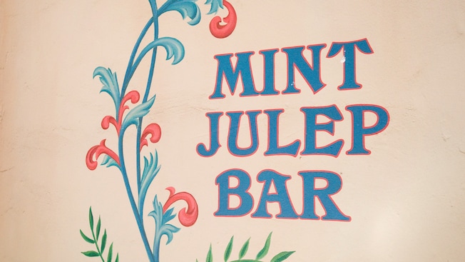 Sign for Mint Julep Bar, French Quarter dining location in Disneyland Park