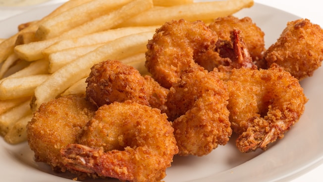 Fried shrimp and French fries