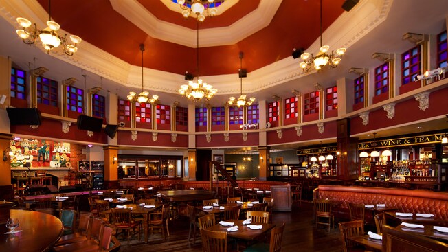 Octagonal dining room with a domed ceiling at Raglan Road Irish Pub and Restaurant