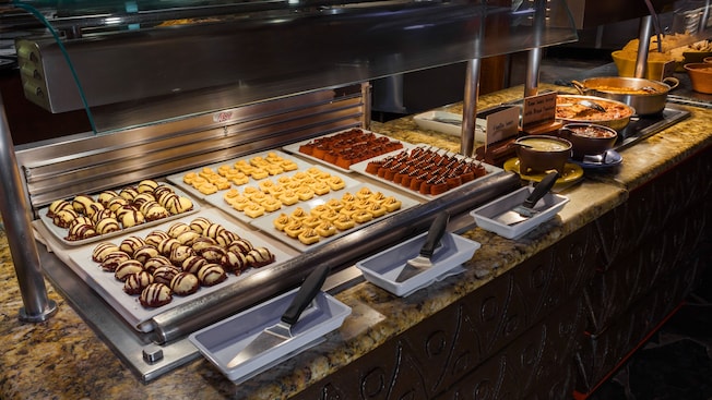 Buffet station with an assortment of freshly-baked cookies