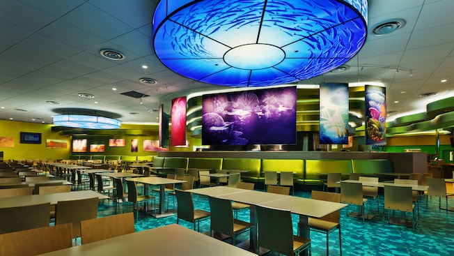 Dining area at Landscape of Flavors restaurant at Disney's Art of Animation Resort 