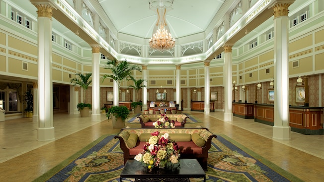 The lobby of the Sassagoula Steamboat Company, the Resort's main building